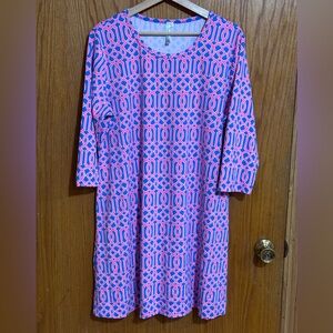 Lulu B XL Geometric Pink and Blue Women's Dress